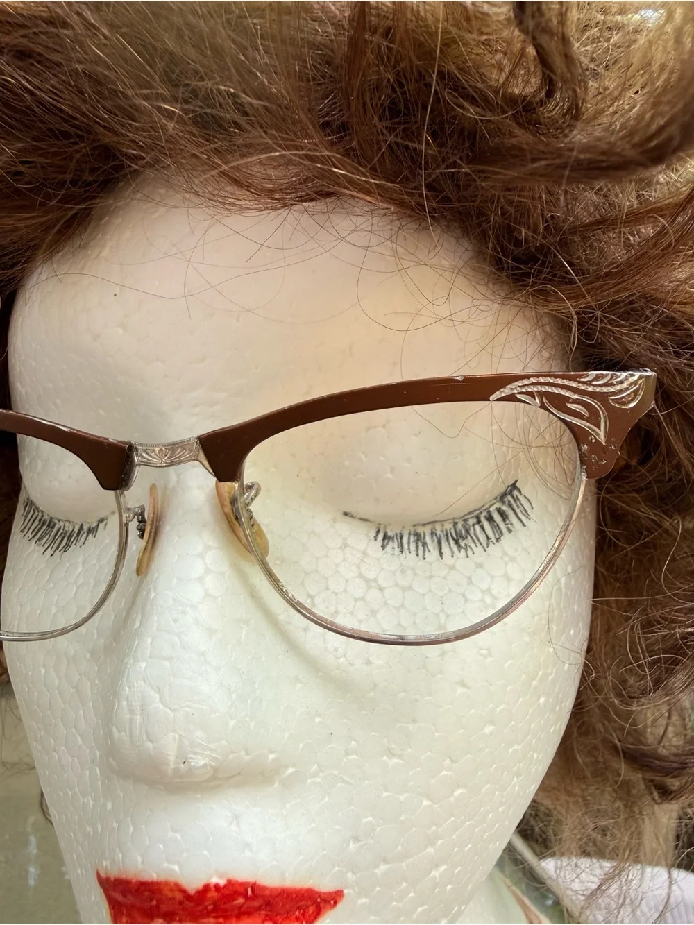 Vintage Cat Eye Eyeglass Frames Etched Design-  Genuine 1950’s to 60’s